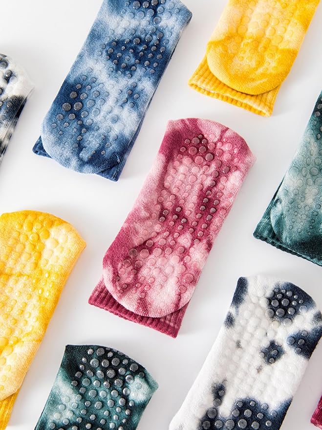 Non-Slip Pilates Yoga Socks with Grips for Women - Stylish Crew Socks for Barre, Ballet, and Workout (Size 5-9)