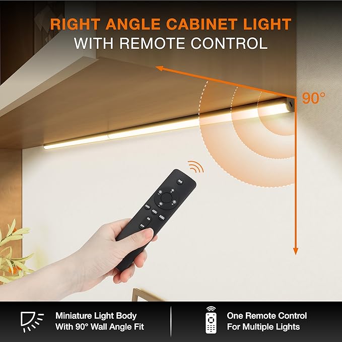 Under Cabinet Lights Remote Control,2 Pack Magnetic Dimmable Closet Lights,USB Rechargeable Wireless LED Shop Light,Ceiling and Under Counter Lights for Kitchen,Wardrobe,Shelf (Black, 40)