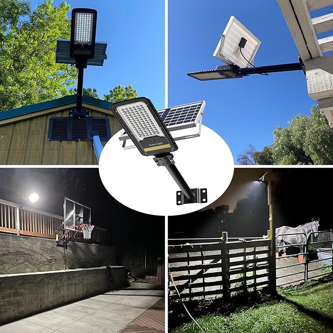 Engrepo Solar Street Lights Outdoor, 15000lm IP67 Waterproof Flood Light with Remote Control Mounting Bracket, Dusk to Dawn Security Led Flood Light for Yard, Garden, etc.