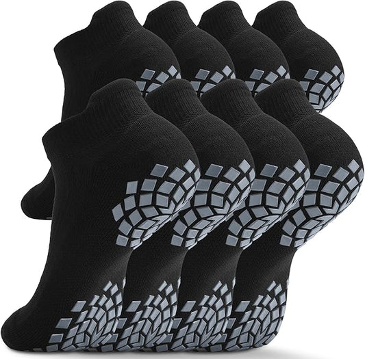 Pilates Grip Socks - Cushioned Slipper Non-Slip Grippy for Women Men Yoga - Barre Workout Hospital Sticky Socks