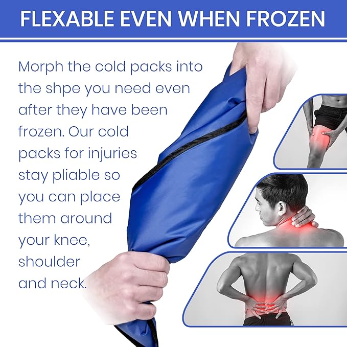 rester's choice Ice Pack for Injuries Reusable, Soft Gel Flexible - (Large: 11"x14.5") for Hip, Shoulder, Knee, Back - Comfy Cold Pack Compress for Swelling, Bruises, Surgery (Black, 1 Pack)