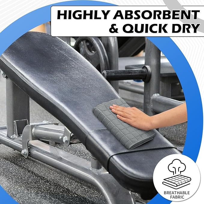 HOMERHYME Microfiber Towels, 10 Pack Grey Towel Set for Home Gym, 16 x 27 Inch Quick Dry Hand Towels, Absorbent Towels for Yoga Fitness Workout Travel Sweat Camping, Gym Accessories for Women Men