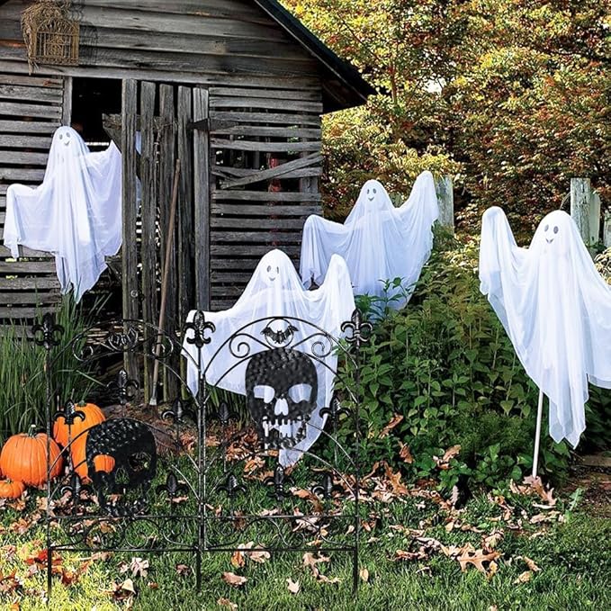 hogardeck Halloween Decorations Outdoor, Metal Fence Decorative Garden Stakes with Skull Head for Halloween Decor, Yard Signs for Halloween Outside Garden Lawn Porch Party Decorations