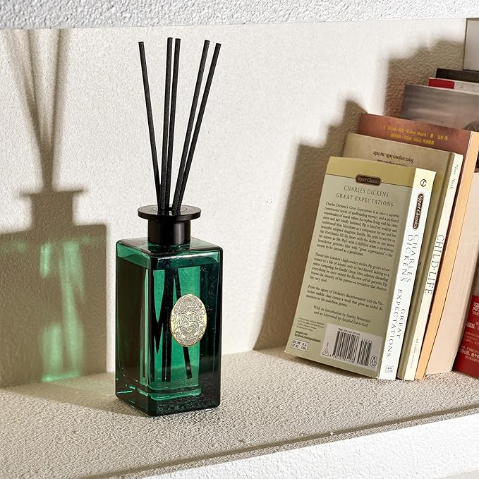 M&SENSE 10.14 oz Large Reed Diffuser Set | Evergreen Pine Scent Oil Diffuser with Sticks | Hotel Collection Non-Toxic Essential Oil |for Bedroom Bathroom Living Room