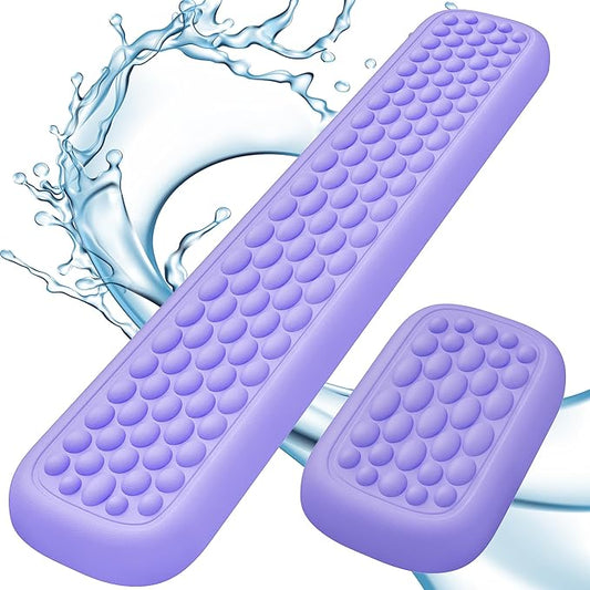 Lekvey Ergonomic Keyboard Wrist Rest, Waterproof PU Leather Wrist Pad with Memory Foam Massage Points, Durable Carpal Tunnel Support for Office/Gaming, Typing Pain Relief, Easy-Clean, Purple