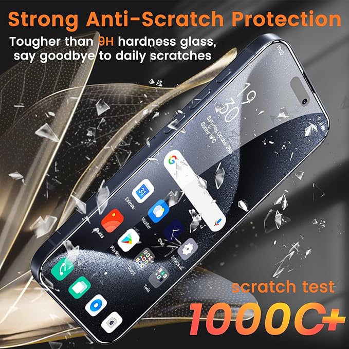 4+4 Pack Privacy Screen Protector for iPhone 15 Pro 6.1-Inch with 4 Pack Camera Lens Protector, Anti Spy Tempered Glass Film 9H Hardness Case Friendly