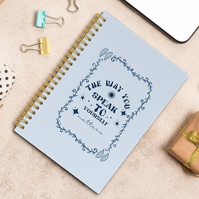 Blue Mental Health Spiral Notebook, Inspirational Positive Journal, Motivational Notebooks for School Work, Therapy Office Supplies, Self Love Gifts for Women, 5.5x8.3 Inch