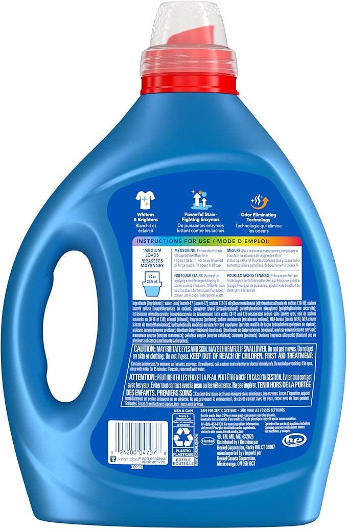 Persil Advanced Clean Oxi+Odor Power, Liquid Laundry Detergent, High Efficiency (HE), Deep Stain Removal, Ultra Concentrated, 82.5 fl oz, 82 Loads
