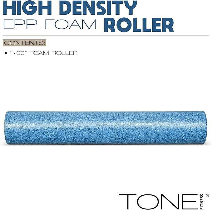 Tone Fitness High Density EPP Foam Exercise Foam Roller for Yoga, Pilates, Stretching, Massage, and Recovery | Multiple Sizes and Colors
