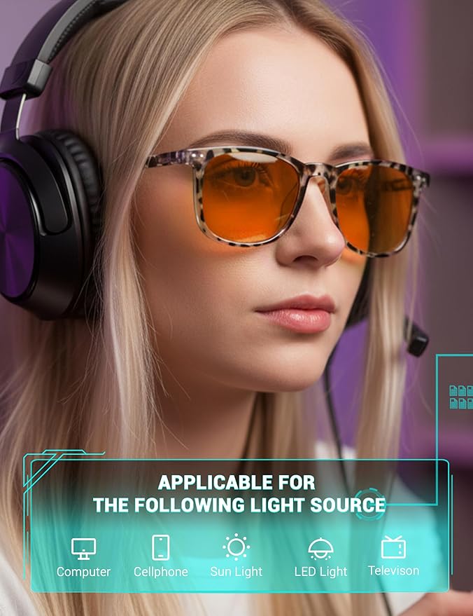 TIJN Sleep Glasses for 99% Blue Green Light Blocking Red Lens for Computer Gaming Screen Fatigue UV Protection