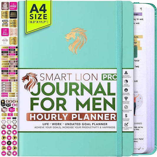 Journal for Men - Undated Daily, Weekly & Monthly Planner with Budget Section | A 12 Month Journey to Increase Productivity & Happiness | Life Organizer & Gratitude Journal - Vertical Format