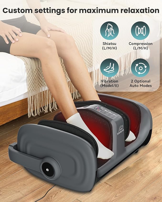 Snailax Shiatsu Foot Massager with Heat, Foot Calf Massager for Plantar Fasciitis, Deep Kneading Rolling Compression, Remote Control Leg Massager, Christmas Gifts for Women, Men