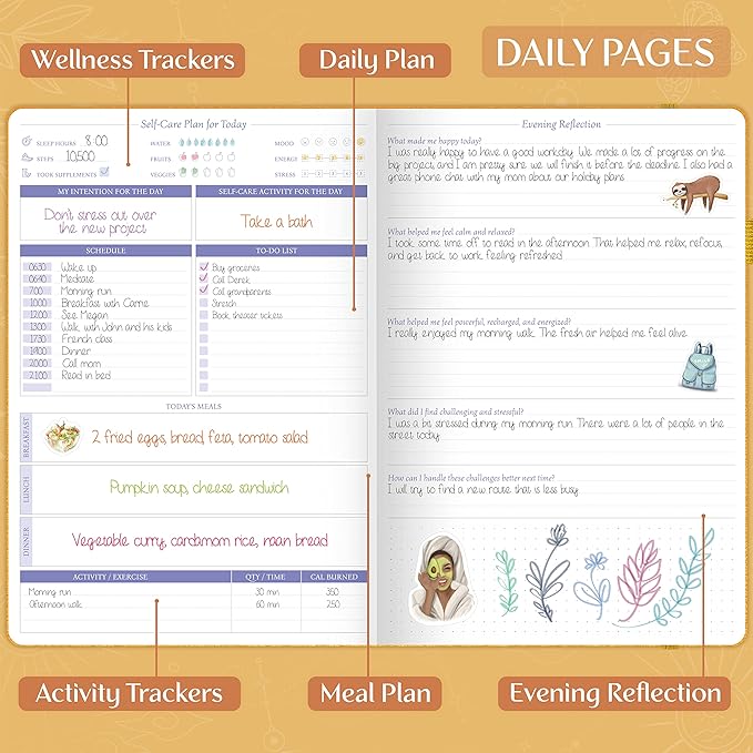 Legend Self-Care Journal – Guided Daily Reflection Journal to Support Mental & Physical Health – Daily Mood, Meditation & Personal Development Notebook – 7.1x10.5”, Lasts 3 Months (Yellow)