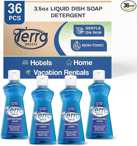 Terra Breeze 1-Shoppe All-in-Kit Hotel Liquid Dish Soap Detergent, 3.5 oz (Case of 36)