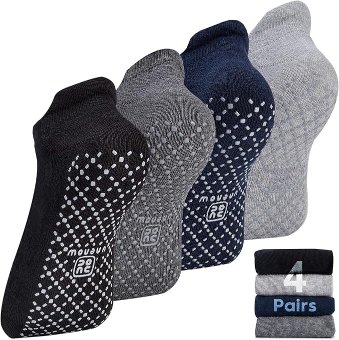 unenow Unisex Non Slip Grip Socks with Cushion for Yoga Pilates Barre Home & Hospital
