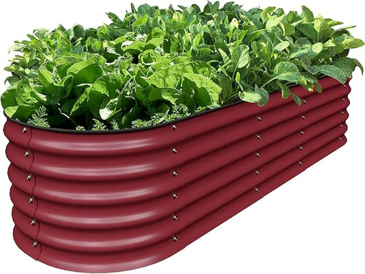 Olle Galvanized Raised Garden Beds Outdoor 17" Tall 12 in 1 Planter Raised Beds for Growing Herbs Vegetables Flowers Raised Garden Beds, Barn Red