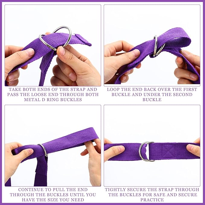 6 Pcs Yoga Strap for Stretching 8 Ft Yoga Exercise Adjustable Straps Bands with Safe Adjustable D Ring Buckle for Pilates Gym Workouts Fitness Improves Sitting Posture