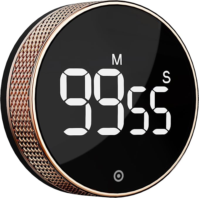 BlueSnail Kitchen Timer with LED Digital Display Smart Efficana for Home Classroom Gym Office, Volume and Brightness Adjustable Productivity Timer (Rose Gold)