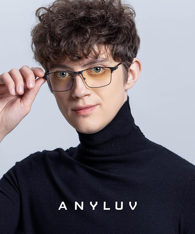 ANYLUV Blue Light Glasses for Men/Women, Lightweight Blue Light Blocking Glasses, Anti-Eye Strain Computer Glasses for Gaming