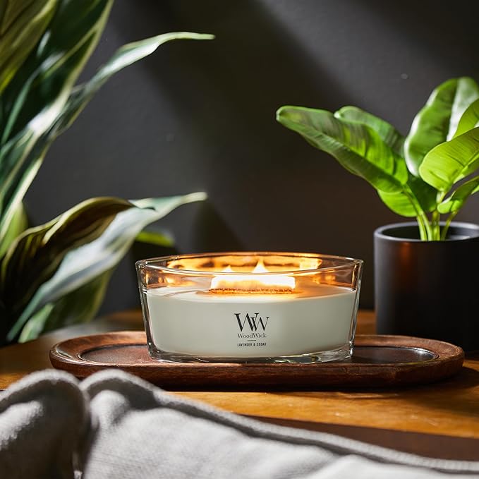 Woodwick Ellipse Scented Candle Lavender & Cedar 16oz | Up to 50 Hours Burn Time