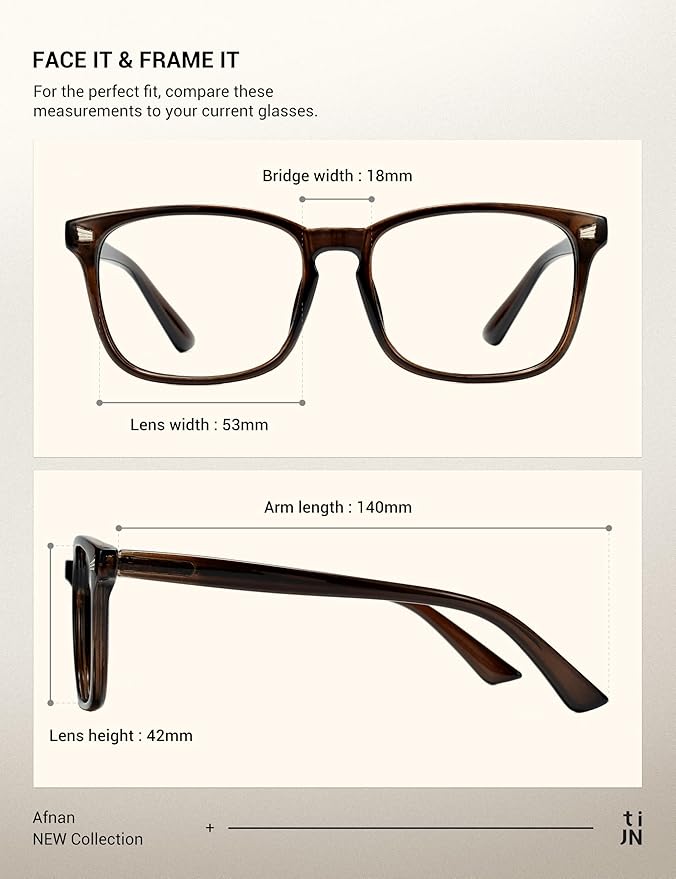 TIJN Blue Light Blocking Glasses for Women Men Clear Frame Square Nerd Eyeglasses Anti Blue Ray Computer Screen Glasses