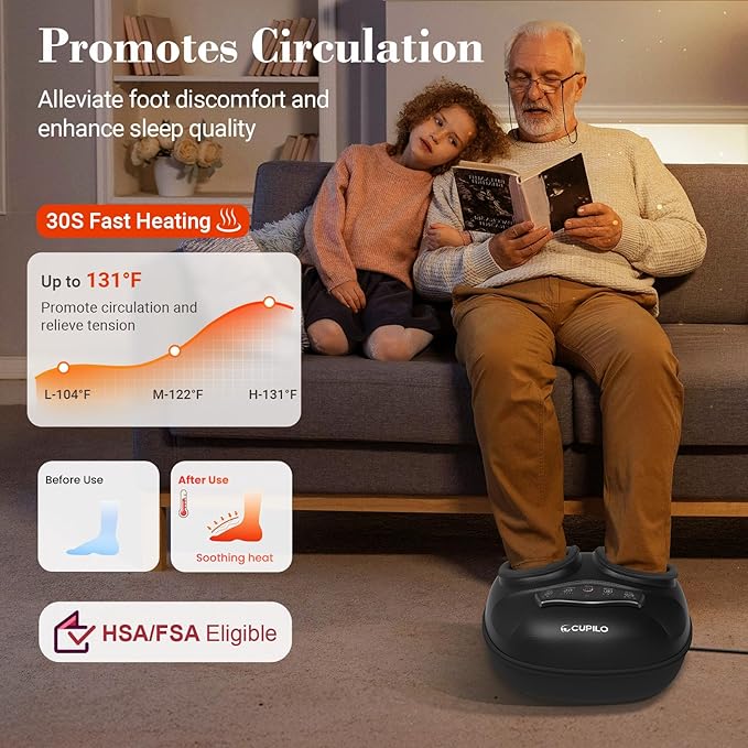 HSA Eligible Heated Feet Massager - Shiatsu Foot Massager for Plantar Fasciitis,Neuropathy,Upgraded Foot Massager with Remote,Gifts for Women Men