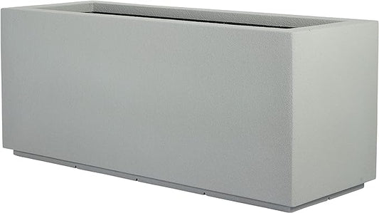 PolyStone Milan Tall Modern Outdoor/Indoor Rectangular Trough Planter, 46" L X 17" W X 19" H, Lightweight, Heavy Duty, Weather Resistant, Polymer Finish, Commercial and Residential (Concrete Gray)