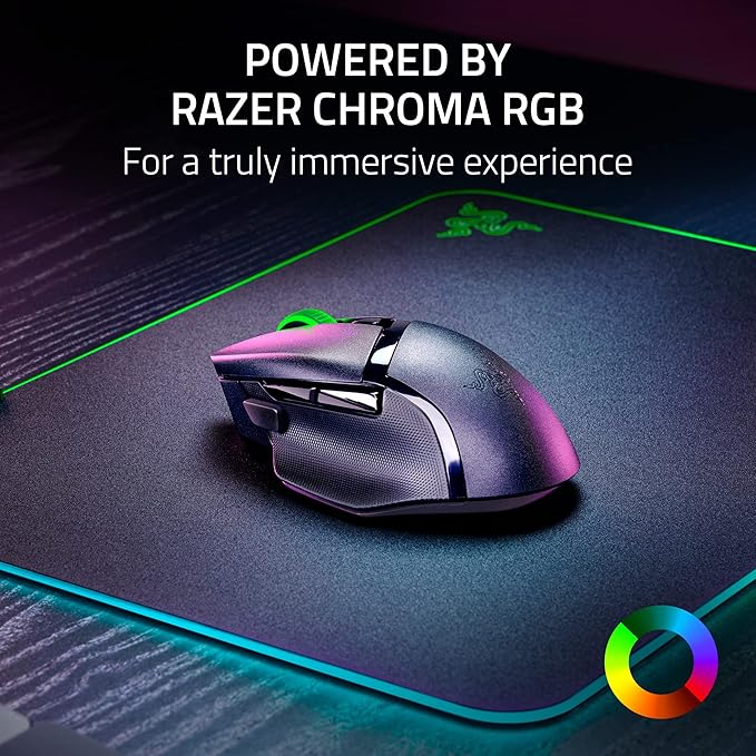 Razer Basilisk V3 X HyperSpeed Customizable Wireless Gaming Mouse: Mechanical Switches Gen-2-5G Advanced 18K Optical Sensor - Chroma RGB 9 Programmable Controls 535 Hr Battery Classic Black
