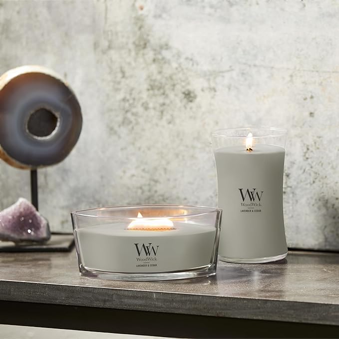 Woodwick Ellipse Scented Candle Lavender & Cedar 16oz | Up to 50 Hours Burn Time
