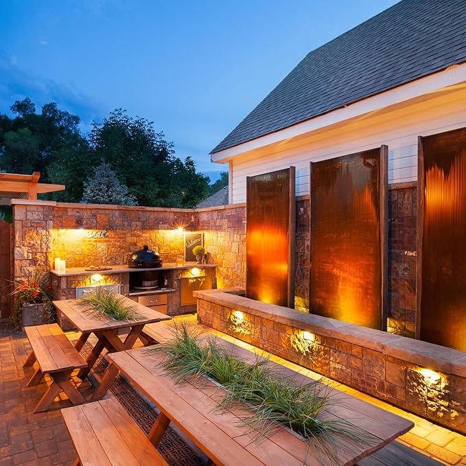 DC 12V 7 Inch LED Hardscape Paver RGBW 2W Retaining Wall Light - Color Changing Deck Step, Low Voltage, Garden Pathway Outdoor IP65 Waterproof 4 Pack