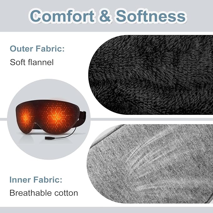 Heated Eye Mask for Dry Eyes, USB Electric Warm Eye Compress Heat Eye Masks with Temperature&Timer Control, Eye Heating Pad for Dry Eyes, Stye Treatment, Chalazion, Blepharitis, MGD, Puffy