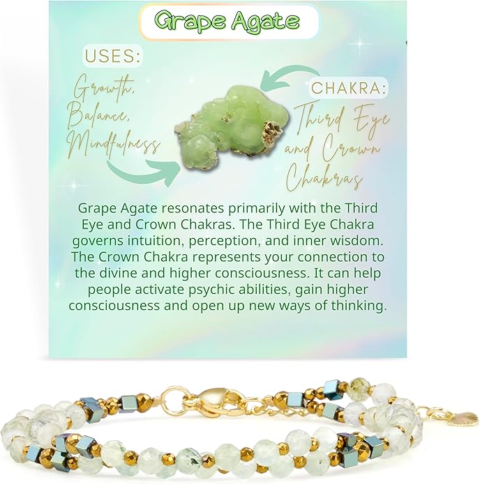 Crystal Beaded Bracelets, Chakra 4mm Natural Stone Beads Bracelets, Gemstone Spiritual Jewelry Gifts for Women