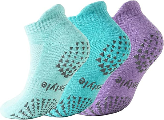 Hstyle 6 Pairs of Yoga Socks with Grips for Women and Men,Ideal for Ballet,Barefoot Workout,Pilates Grip Socks Non Slip Socks
