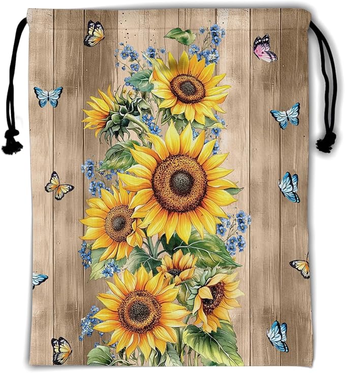 Wooden Sunflower Gymnastics Grip Bag Small Gymnastics Pouch String Bag for Gym Sports Grip