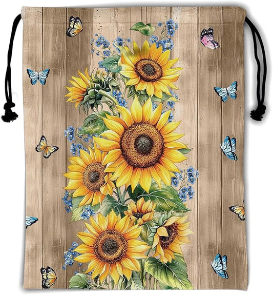 Wooden Sunflower Gymnastics Grip Bag Small Gymnastics Pouch String Bag for Gym Sports Grip
