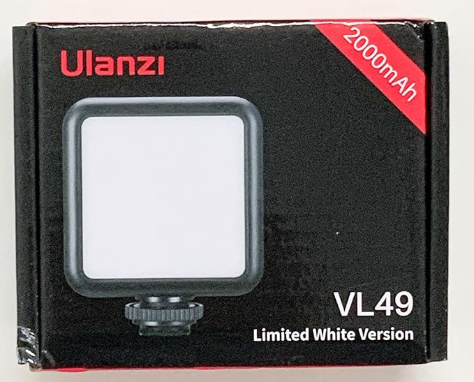 ULANZI VL49 2000mAh LED Video Light w 3 Cold Shoe, Rechargeable Soft Light Panel, Portable Photography Lighting for DJI OSMO Sony DSLR Canon Camera GoPro Vlogging