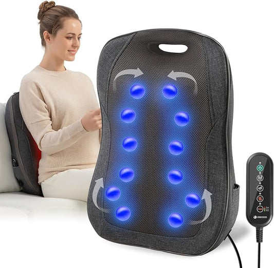 CooCoCo HSA Store Eligible Shiatsu Back Massager with Heat, Gifts for Dad Men Mom Women, Portable Massage Chair Pad, Kneading Massage Mat for Pain Relief, Chair Massager for Office Home