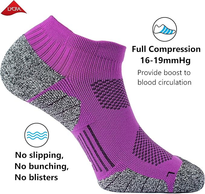 CWVLC Unisex Cushioned Compression Athletic Ankle Socks Multipack