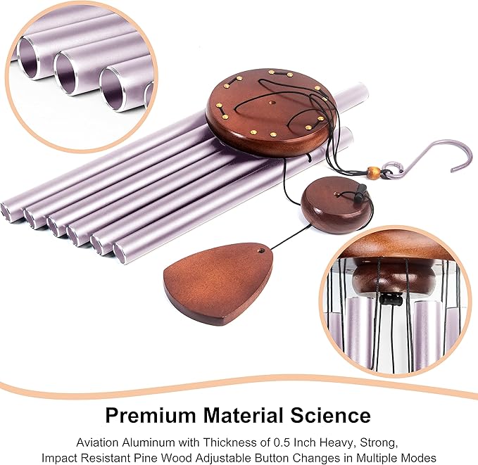 Large Aluminium Wind Chimes 37 Inches to Create a Zen Atmosphere Suitable for Outdoor, Garden, Patio Decoration. Classic Wind Chimes with Wind Catcher Suitable as A Gift for Unisex(Purple)