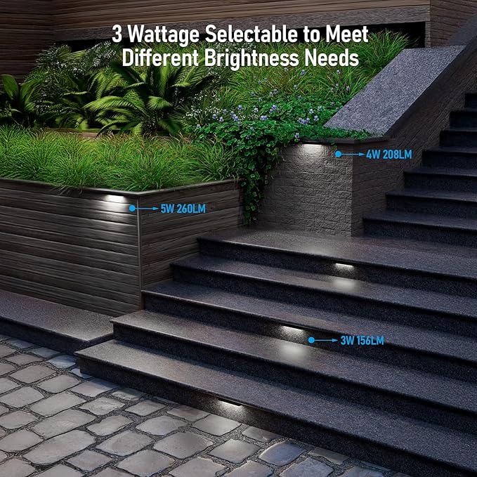 LEONLITE 8-Pack 7 Inch LED Hardscape Lighting, Update Retaining Wall Lights, LED Landscape Lighting, 12-24V AC/DC Paver Light Low Voltage, 3W/4W/5W Dimmable Outdoor Step Lights, 5000K Daylight, ETL