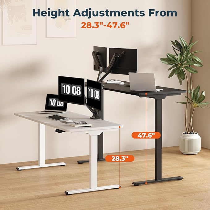 Dual Motor Standing Desk, Large Stand Up Desk, 63x28 Inches Electric Sit Stand Desks, 4 Memory Preset Adjustable Height Desks Home Office Desks(Black)
