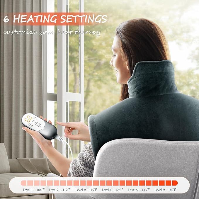 Neck Heating Pad Gifts for Dad, Men, XL Weighted Shoulder Heat Pad, Back Pain Relief Heat Pads, Gifts for Mom, Women and Christmas, Birthday, Mother's Day, Fathers Day Warm Gifts, 23'' x 17''