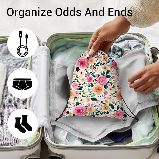 Rose Flower Gymnastics Grip Bag Lightweight Athlete String Bag for Women Gym Dancing Sport