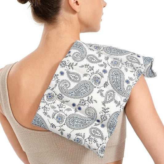 Small Microwave Heating Pad for Neck and Shoulder, Microwavable Versatile Cold/Heated Muscle Ache, Soothing Fatigue Wrap for Back Pain and More, Moist Heat Pad Warm Compress (8x17 inch)