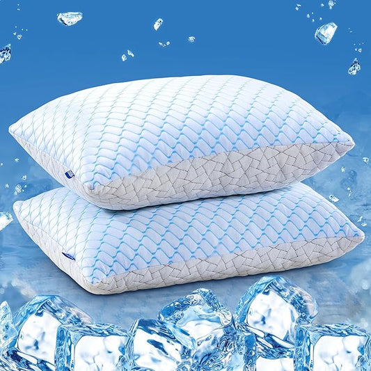 puredown Pillows Standard Size Set of 2, Shredded Memory Foam Pillows, Cooling Pillow for Sleeping, Bed Pillows Standard Size with Adjustable Foam for Side, Back and Stomach Sleepers