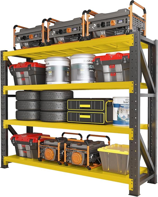 5000LBS Garage Shelving Heavy Duty, 59” W Storage Shelves, 4-Tier Adjustable Metal Storage Shelves, Steel Industrial Shelving Unit, Metal Shelving for Garage, Basement, Warehouse (59x24x79in)