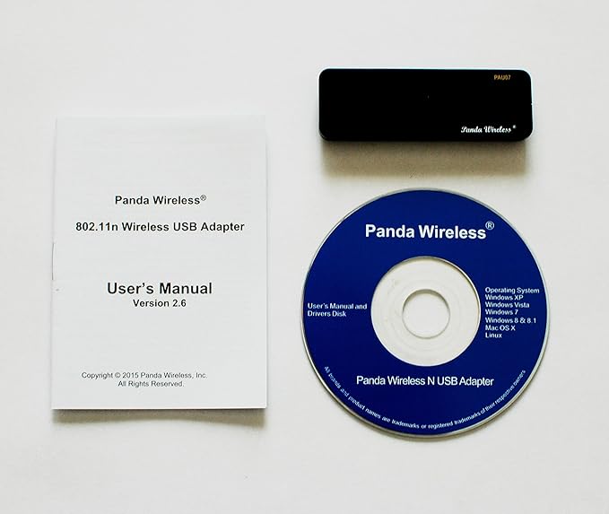 Panda Wireless® N600 Dual Band (2.4GHz & 5.0GHz) 300Mbps Wireless N USB Adapter w/WPS Button - Windows XP/Vista/7/8/10/11, Zorin, Mint, Ubuntu, openSUSE, Fedora, Centos & Kali Linux