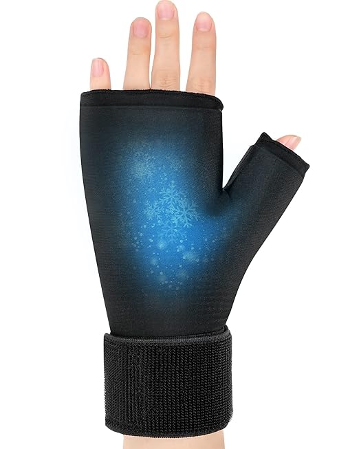 Wearable Thumb Wrist Ice Pack-Hot Cold Therapy Hand Finger Ice Pack, Reusable Adjustable Strap for Injuries,Carpal Tunnel,Arthritis, Swelling & Bruises, Tendonitis
