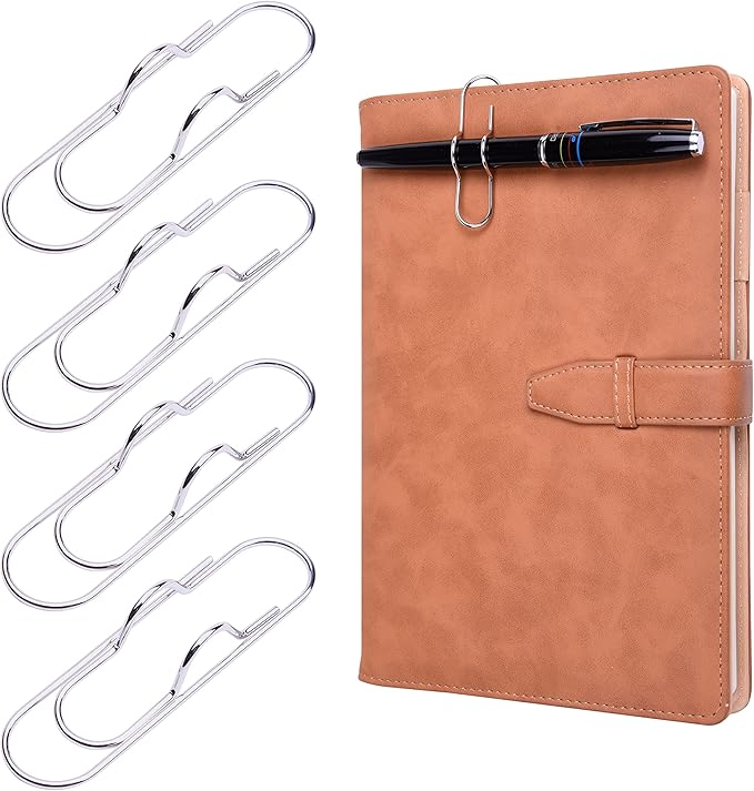 Wisdompro Pen Clip, 12 Pack Stainless Steel Pencil Clip Holder for Notebook, Books, Journal, Clipboard, Paper, etc. - 2.6 x 0.7 inch (Silver)