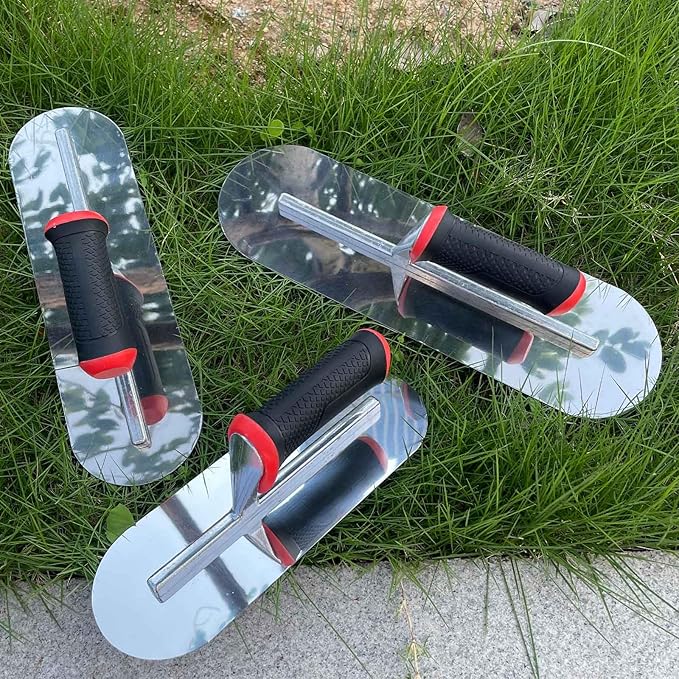 3 Pack Pool Trowels, 0.7mm Thickness Stainless Steel Concrete Tools Set (16”x5" & 14"x4" & 11"x4"), Flat Finishing Cement Drywall Plastering Masonry Construction Hand Kit